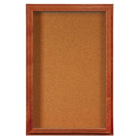 United Visual Products Indoor Enclosed Combo Board, 72"x36", Satin Frame/Wht Porc & Blue Spruce UVCB7236-WHTPORC-BLSPRU